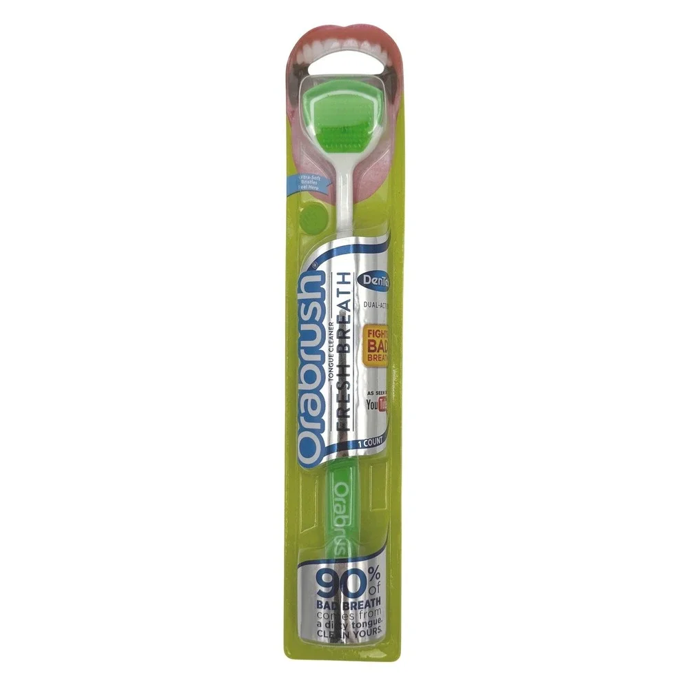 Dentek Orabrush Fresh Breath Tongue Cleaner  Dual Action Scraper Green‎ 1 Count
